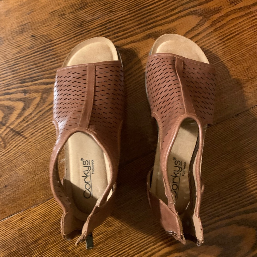 Corkys Brown Sandals with Woven Design